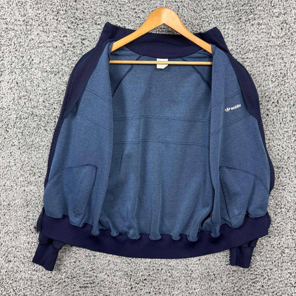 Vintage Adidas Jacket Mens XL Blue Stripe Track Full Zip Taiwan Trefoil 80s 90s - Picture 4 of 16